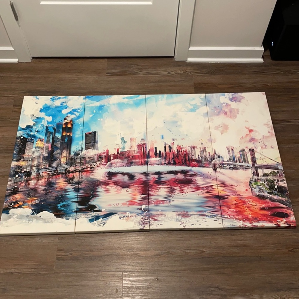 Water colored canvas nyc wall decor